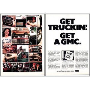 1976 GMC Trucks Get Truckin 2 Page Vintage Print Ad Pickup Truck 70s Wall Art